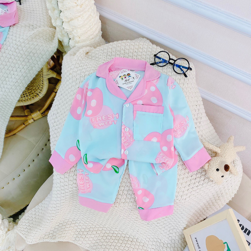 Bộ pizama dài tay thu đông cho bé gái