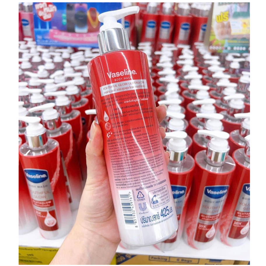 Sữa Tắm Trắng Da Toàn Thân Vaseline Body Wash GlutaGlow 10X Cho Da Ẩm Mượt, Căng Bóng 425ml