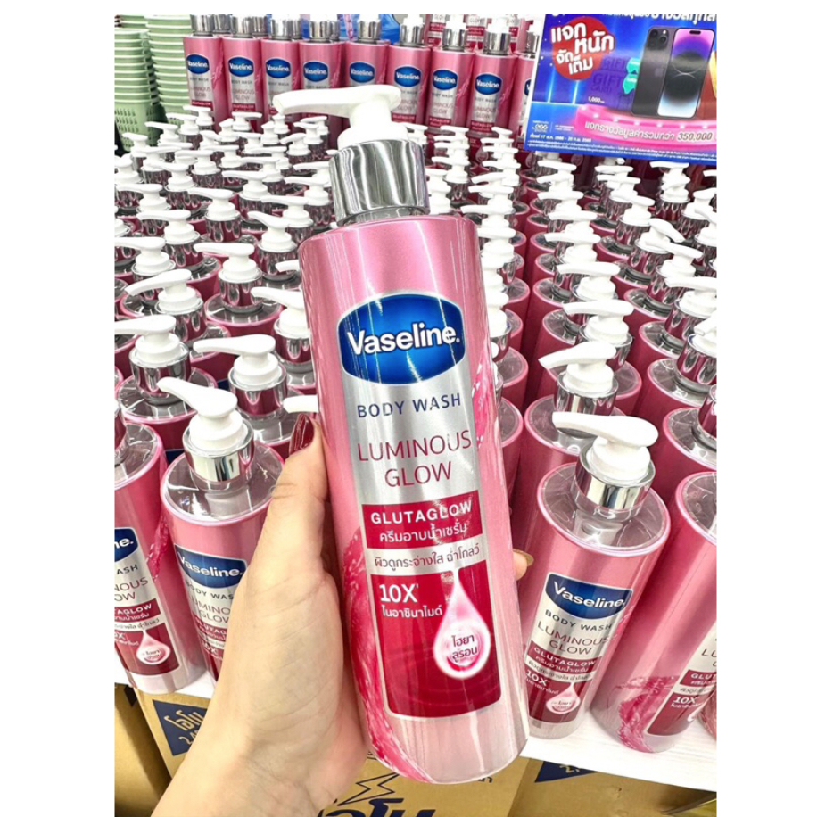 Sữa Tắm Trắng Da Toàn Thân Vaseline Body Wash GlutaGlow 10X Cho Da Ẩm Mượt, Căng Bóng 425ml