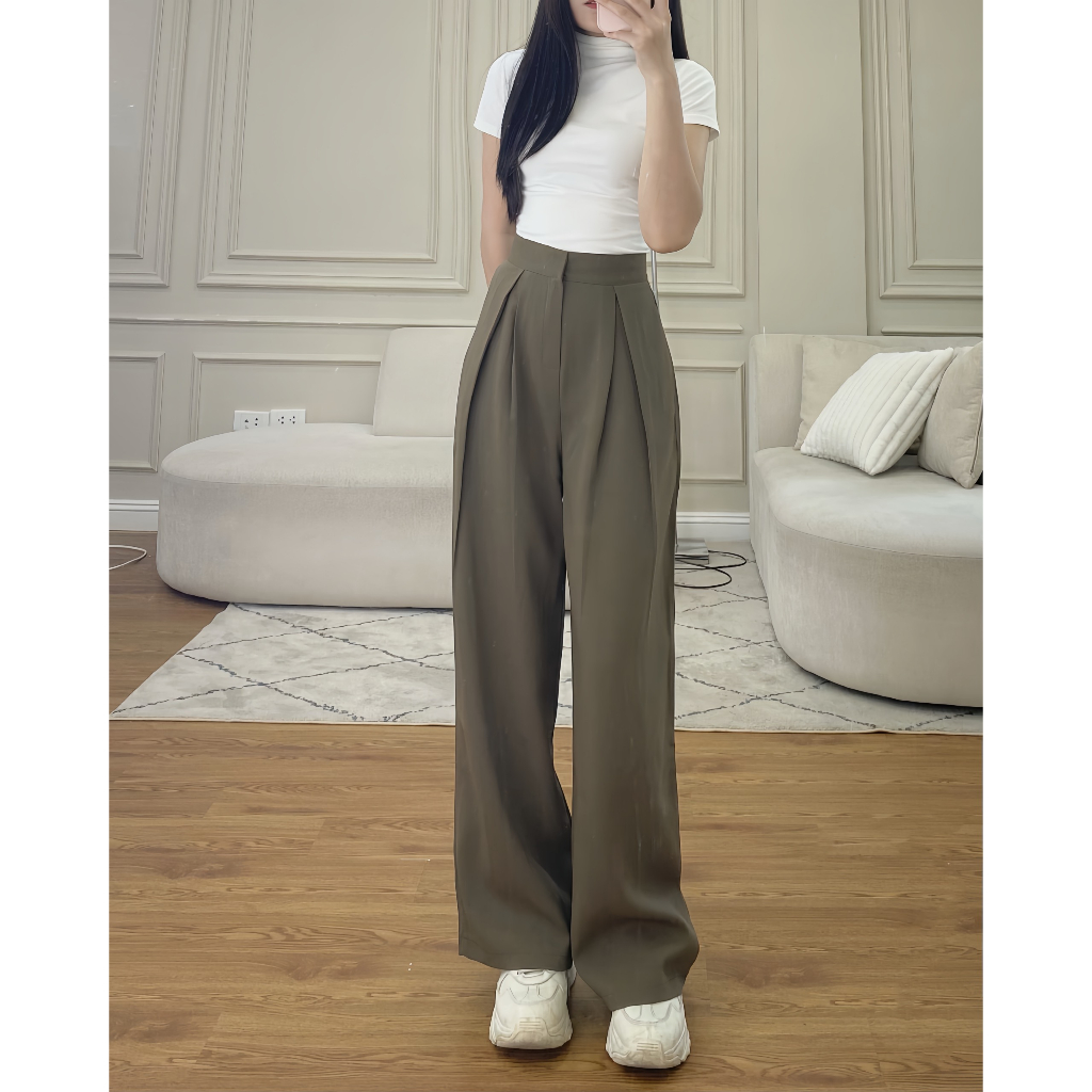 Quần tây ống rộng ly lệch 2 bên cạp cao hách dáng 382 P13K12