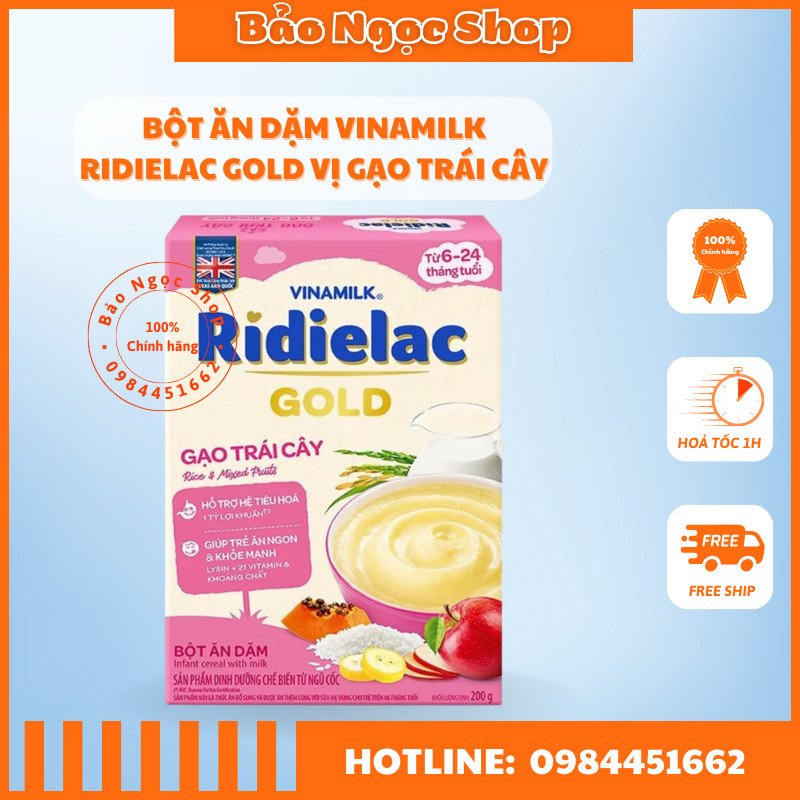 Bột Ăn Dặm gạo trái cây Ridielac Gold - Hộp giấy 200g