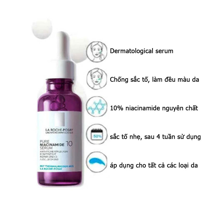 Tinh Chất Làm Sáng Da Mờ Thâm La Roche-Posay Pure Niacinamide 10 Serum 30ml