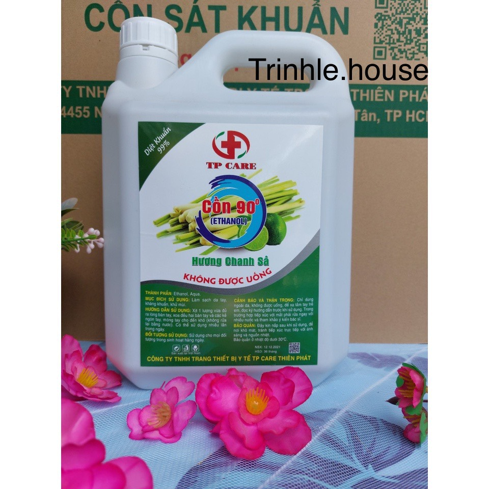 Dung dịch sát khuẩn 90 độ 5lit chanh sả- Can cồn 70 độ- tân bình