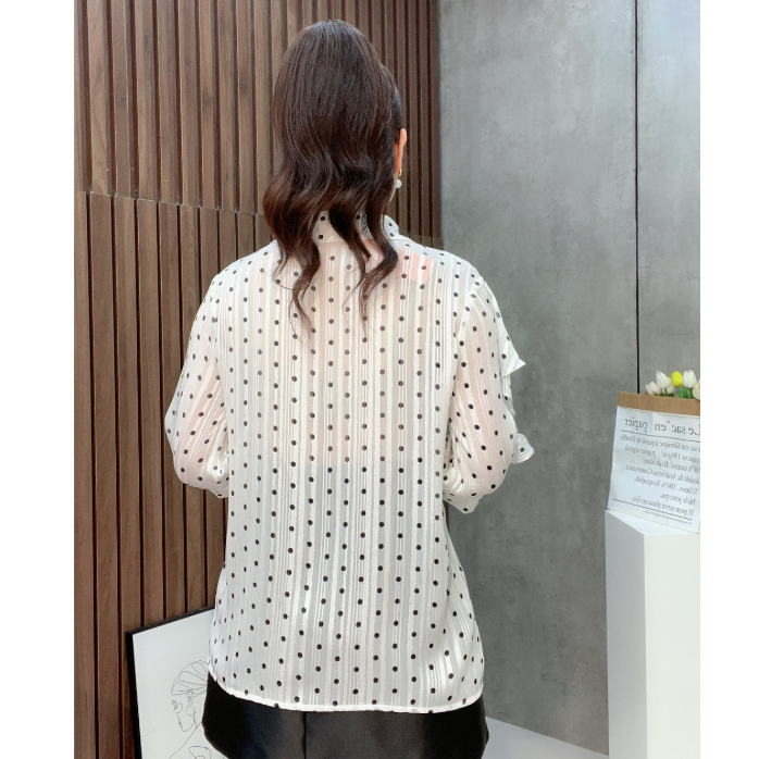 Áo nữ Liin Clothing chất liệu tằm  cao cấp họa tiết chấm bi thanh lịch sang trọng - SM4991-0323