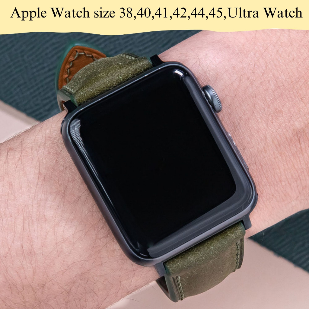 Dây đồng hồ thủ công da Pueblo WEMODA Xanh Lá tương thích apple Watch và đồng hồ đeo tay 18mm, 20mm, 22mm, 24mm P22