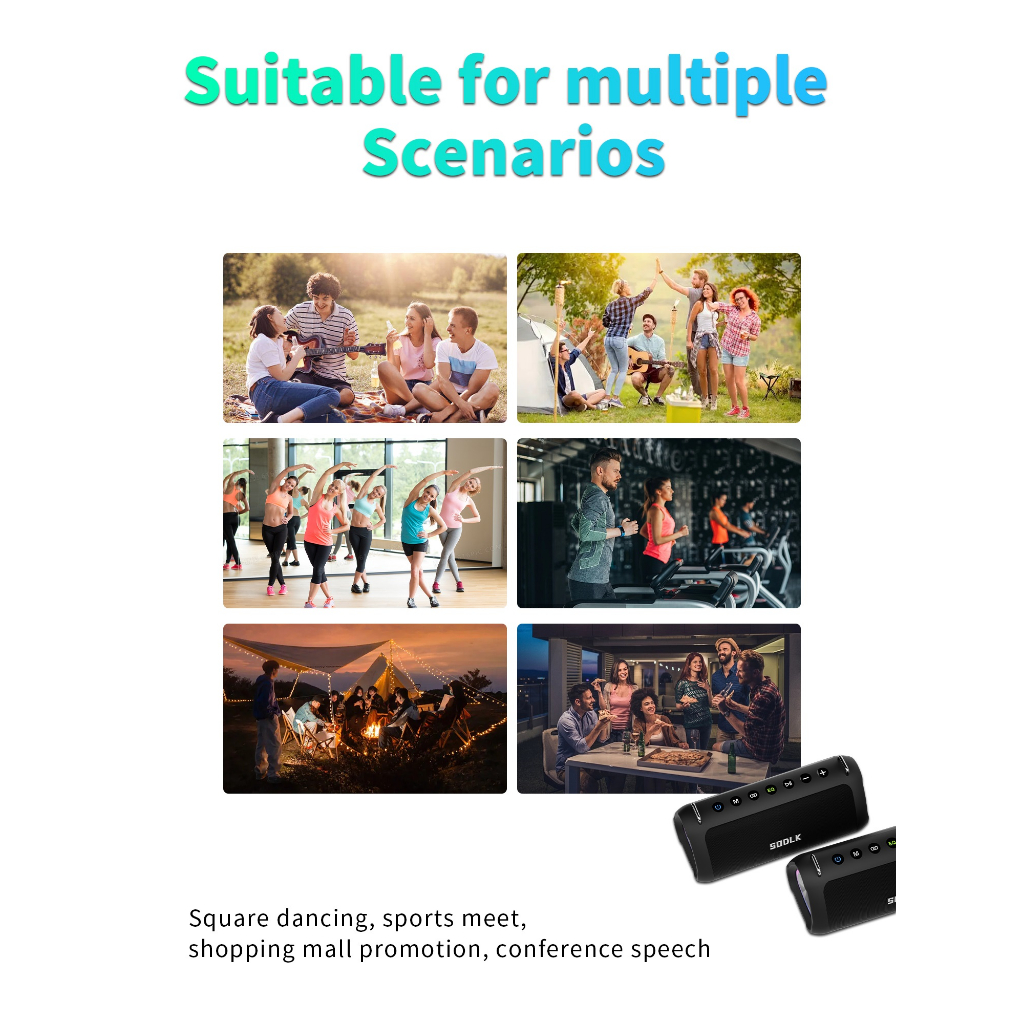 Loa SODLK T18 bluetooth 5.0  Micro karaoke, đèn RGB,80W