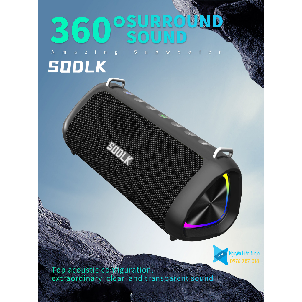 Loa SODLK T18 bluetooth 5.0  Micro karaoke, đèn RGB,80W