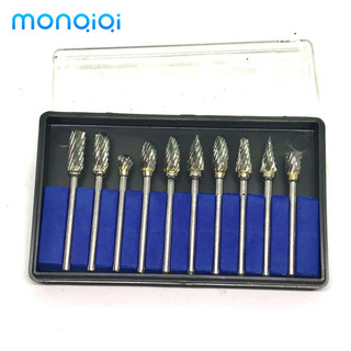 Monqiqi bộ 10 mũi mài, khắc hợp kim, gỗ lũa cao cấp cán 3mm