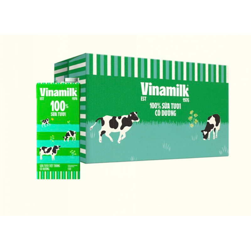 Thùng 12 hộp Vinamilk Sữa tươi 100% 1 lít (các loại)