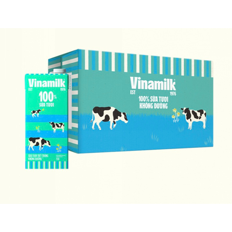 Thùng 12 hộp Vinamilk Sữa tươi 100% 1 lít
