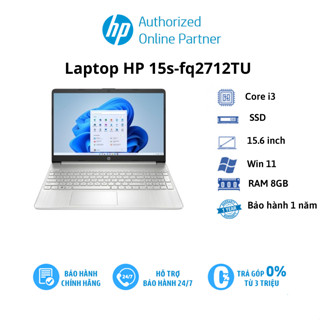 [Nhập ELHP15 giảm 15% tối đa 3TR] Laptop HP 15s-fq2712TU (7C0X2PA)/ Intel Core i3-1115G4 / RAM 8GB/ 256GB