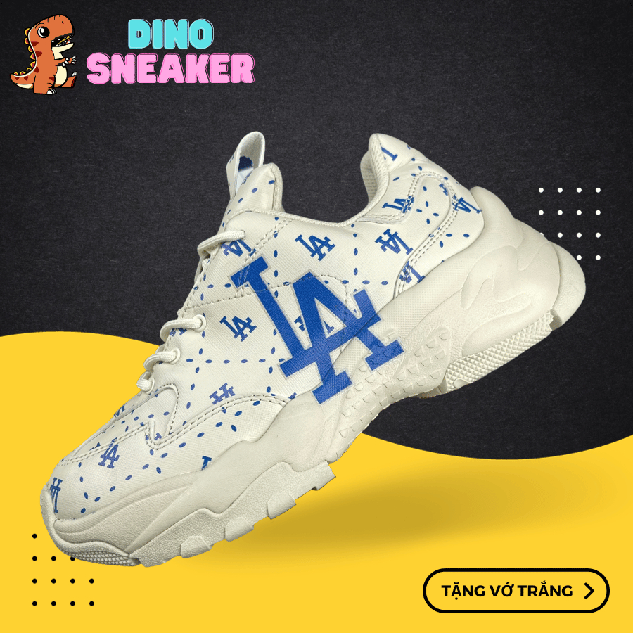 Giày MLB Big Ball Chunky Saffiano Diamond Monogram LA Dodgers, MLB Saffiano LA Xanh - DinoSneaker99