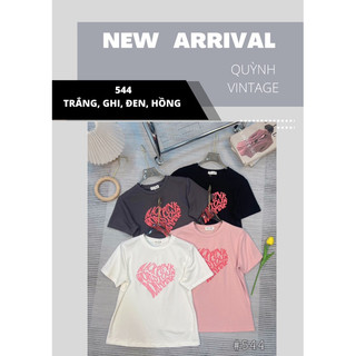 544 - Áo babytee in chữ nổi B LACK PINk hình trái tim Quỳnh vintage