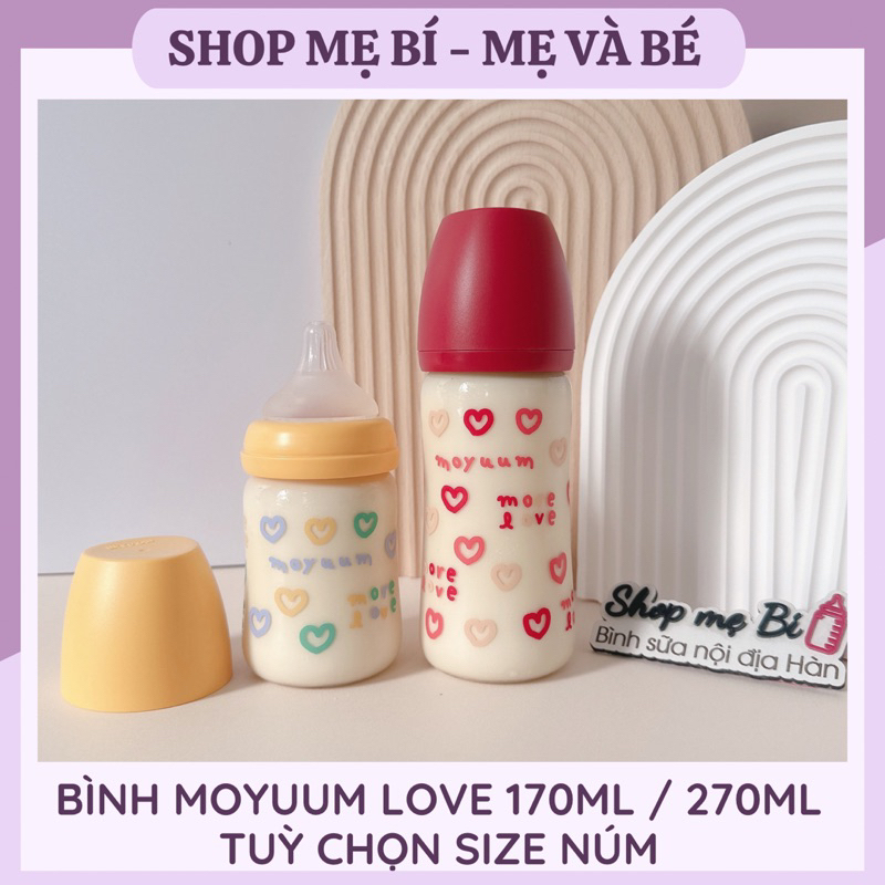 [ Tặng sticker ] Bình sữa Moyuum Love 170ml / 270ml chọn size núm