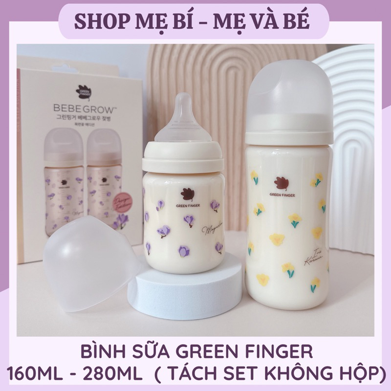 Bình sữa và núm thay thế Green Finger 160ml / 280ml ( tách lẻ ko hộp )