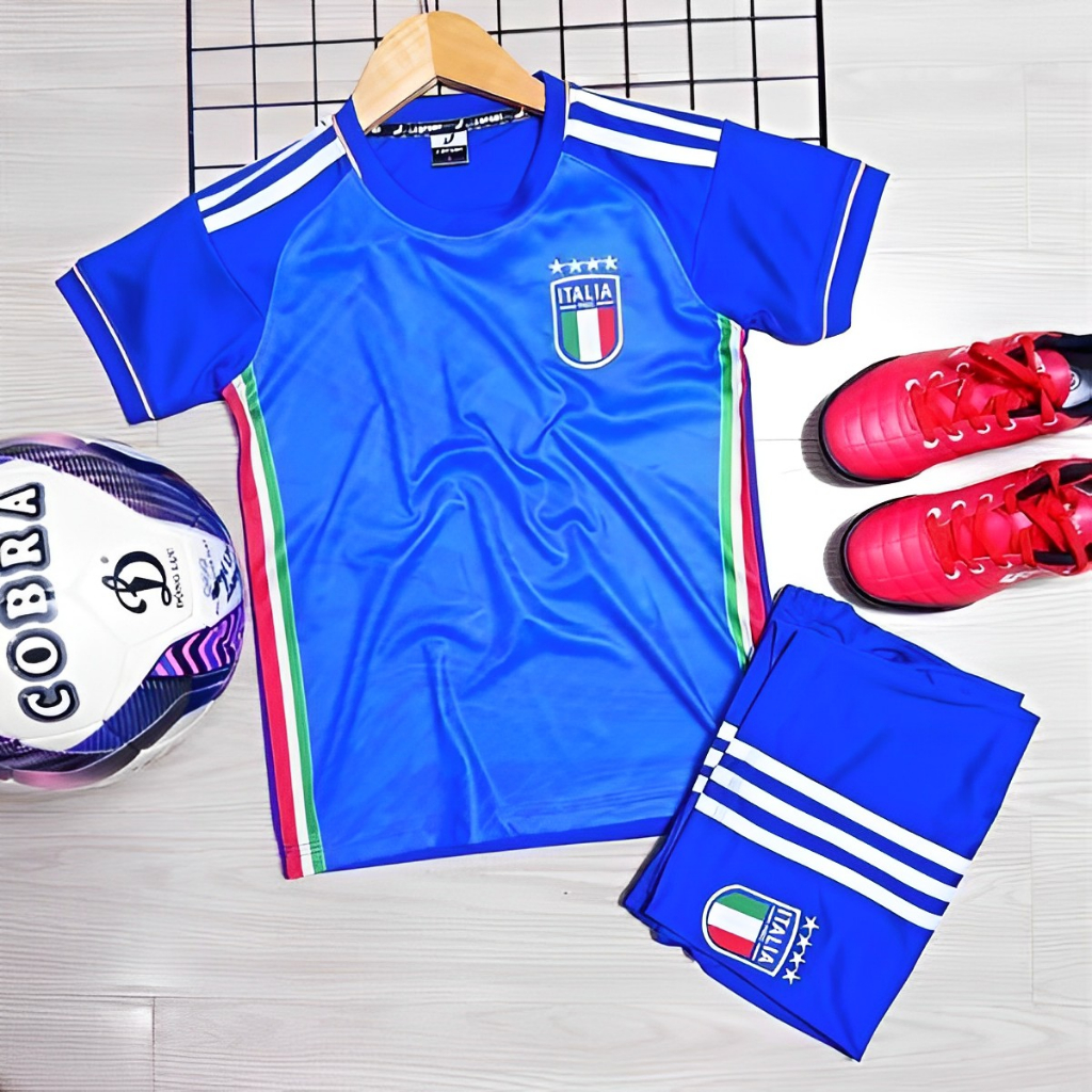 Quần Áo Bóng Đá, Đồ Đá Banh ĐỘI TUYỂN ITALIA Xanh Bích 2023 8kg - 88kg - Thun Lạnh Cao Cấp, Không Nhăn, Không Xù Lông