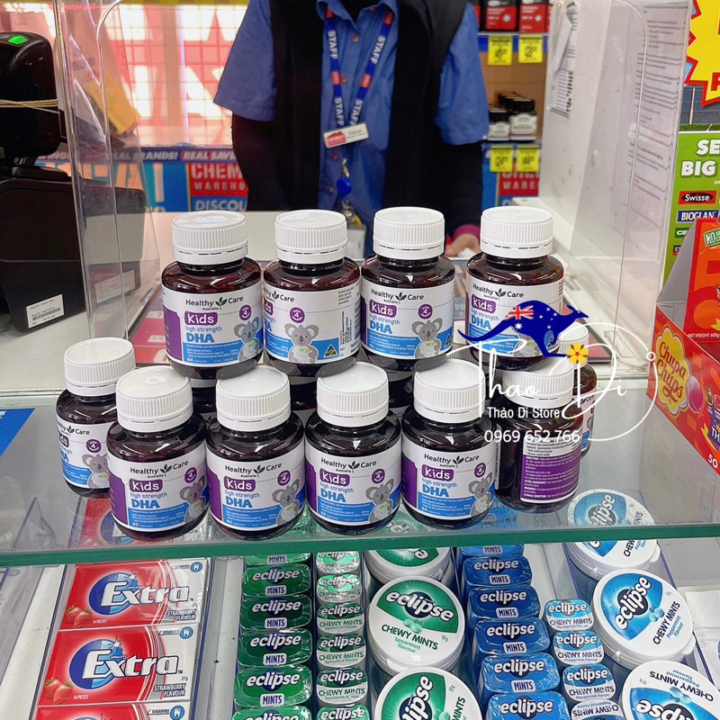 Combo Canxi Milk - DHA Healthy Care Úc - Lọ 60 Viên Nang  - Bổ Sung Canxi DHA Cho Bé