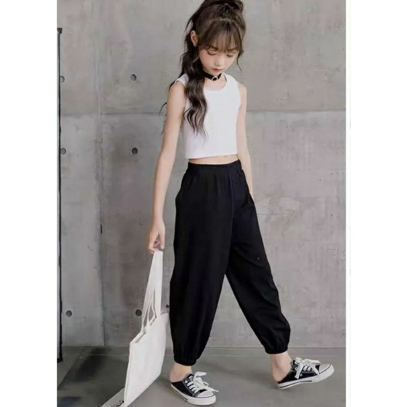 Áo croptop cho bé kiểu ba lỗ cổ tròn thun tăm co giãn 7kg-40kg