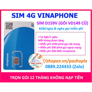 SIM 4G VINA  VD149 VD89P TRỌN GÓI 12 THÁNG KHÔNG CẦN NẠP TIỀN.