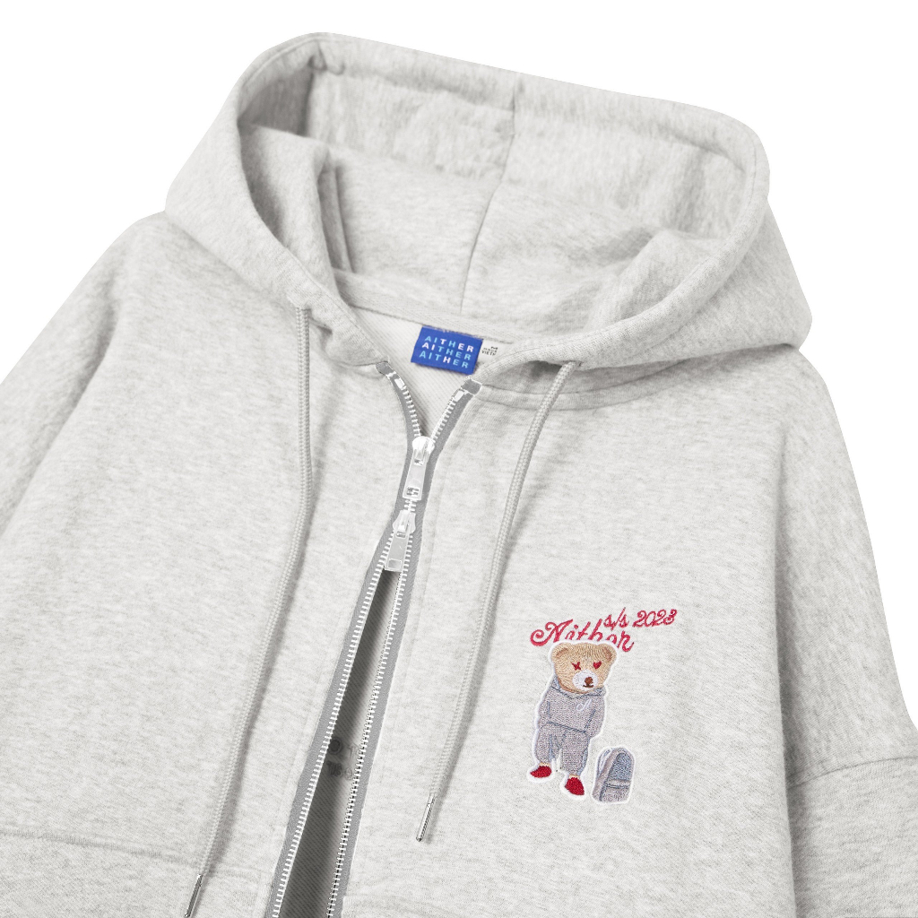 Aither Studio Áo Bear Hoodie Zip form Boxy/form thường