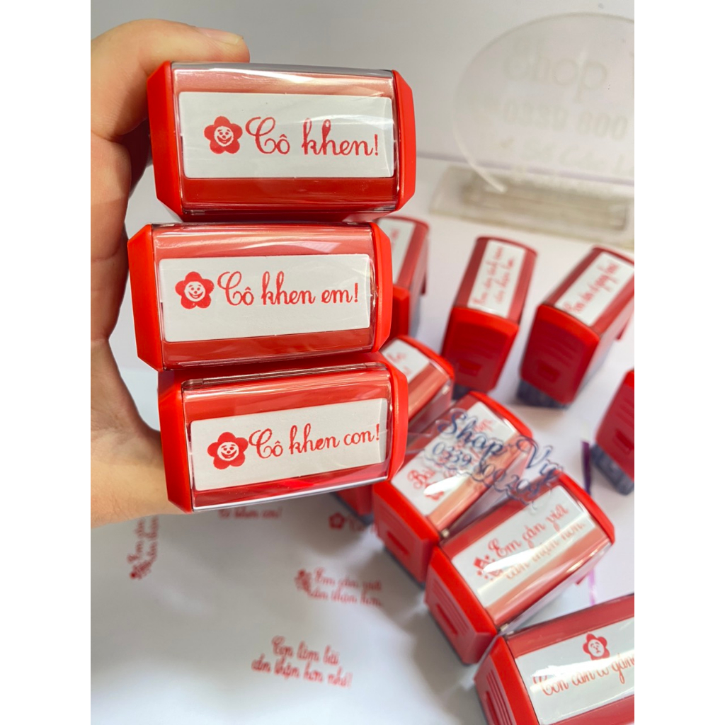 Dấu cô khen, mộc phê bài, dấu đóng cho giáo viên, hàng sẵn mực dấu đỏ.