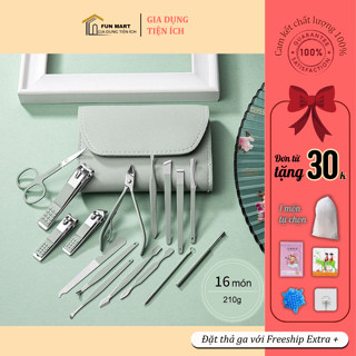 Bộ Bấm Móng Tay 16 Chi Tiết - Bộ Kiềm Cắt Móng Tay, Móng Chân Tiện Dụng Bằng Thép Không Gỉ Sắc Bền 30037 - Fun Mart