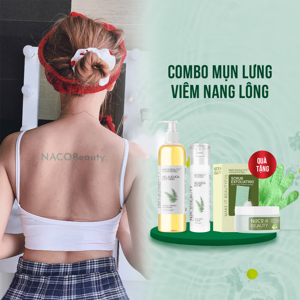 Xịt Mụn Lưng Mụn Body Viêm Nang Lông Viêm Da NACOBEAUTY Melaleuca Body Mist Trắng Da Sạch Mụn Mờ thâm - 100ml
