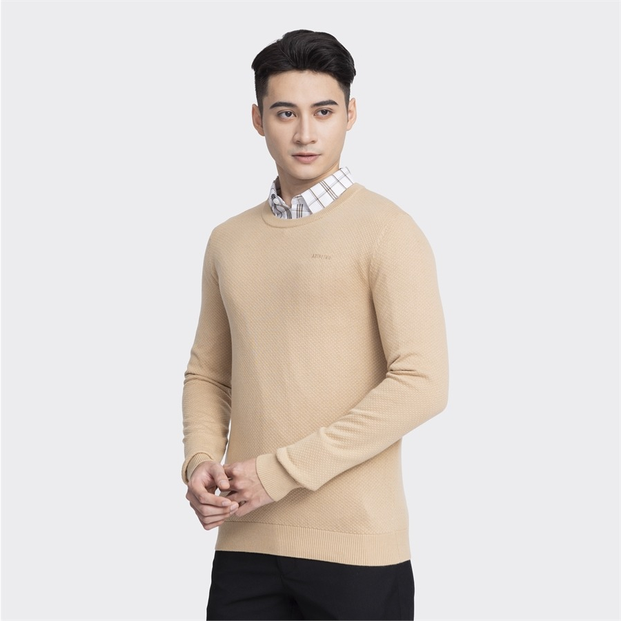 Áo len Aristino thiết kế cổ tròn, 2 màu cơ bản trẻ trung, chất không bai dão, hạn chế xù lông - AWO002W3