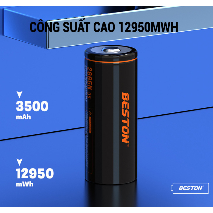 PIN sạc beston 26650 dung lượng 12950mWh 3.7V dùng cho đèn pin led
