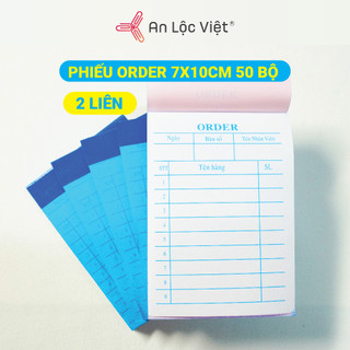 Phiếu order, sổ order 2 liên 100 tờ - khổ 7x10cm - in màu xanh - sổ ghi món ăn, thức uống