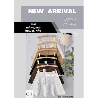 6903-Chân váy kaki xòe A túi nắp Quỳnh vintage