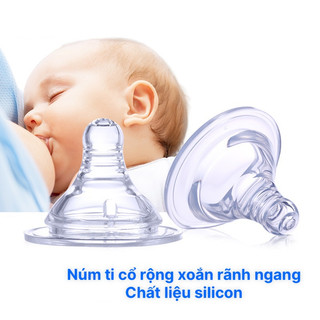Núm ti silicon siêu mềm cổ rộng/ cổ hẹp thay thế cho bình sữa đủ size S/M/L/XL