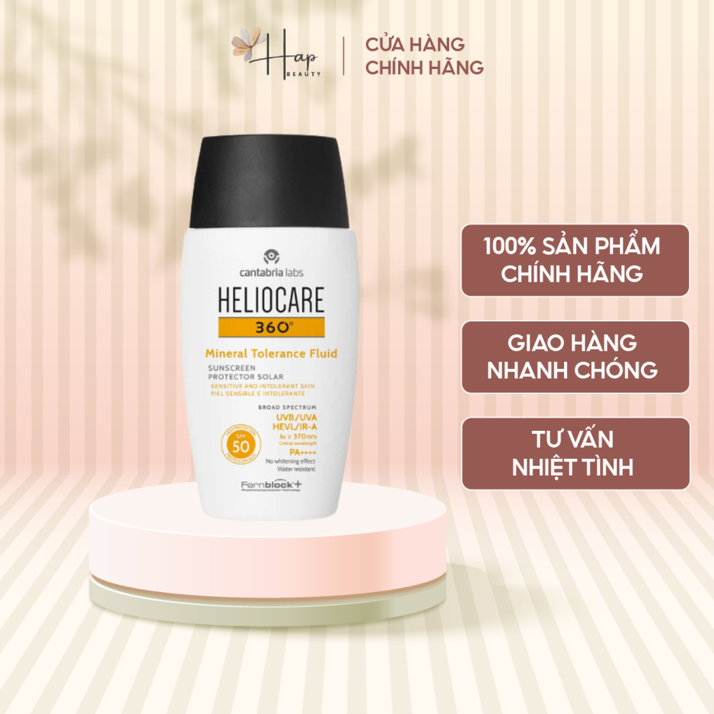 Kem chống nắng Heliocare 360° Mineral Tolerance Fluid cho da nhạy cảm dễ kích ứng