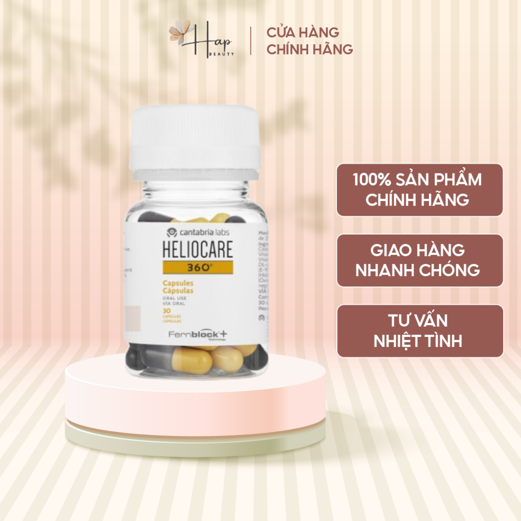 Viên uống chống nắng toàn diện Heliocare 360 Oral hộp 30 viên cam kết chính hãng