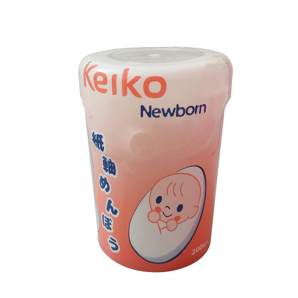 Tăm bông sơ sinh Keiko Newborn, tăm bông kháng khuẩn đầu tăm siêu nhỏ, thân giấy an toàn cho bé hộp 200 que