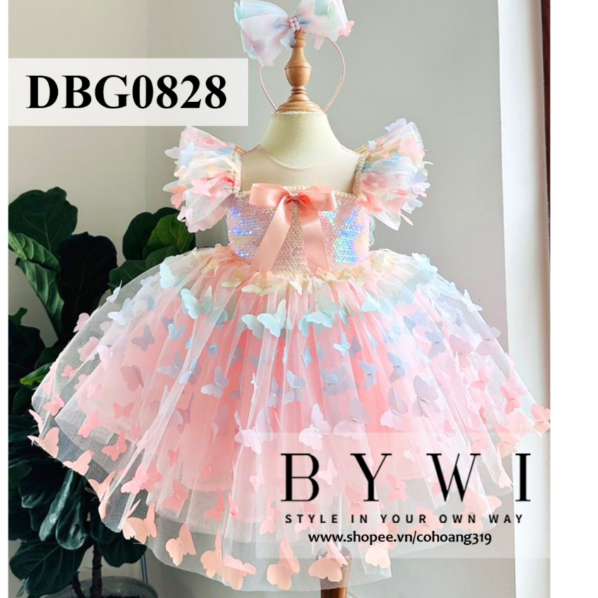 ĐẦM CÔNG CHÚA THIẾT KẾ CHO BÉ BYWIKIDS ĐẦM VƯỜN HỒ ĐIỆP, ĐẦM BƯỚM - DBG0812