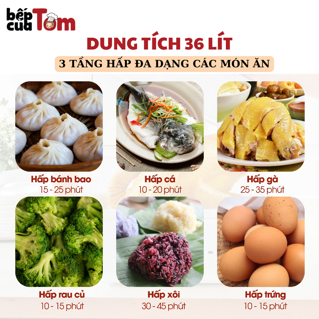 Nồi Hấp Điện Đa Năng Changhong 3 Tầng 36L, Nồi Hấp Gà Nguyên Con Bảo Hành 12 Tháng