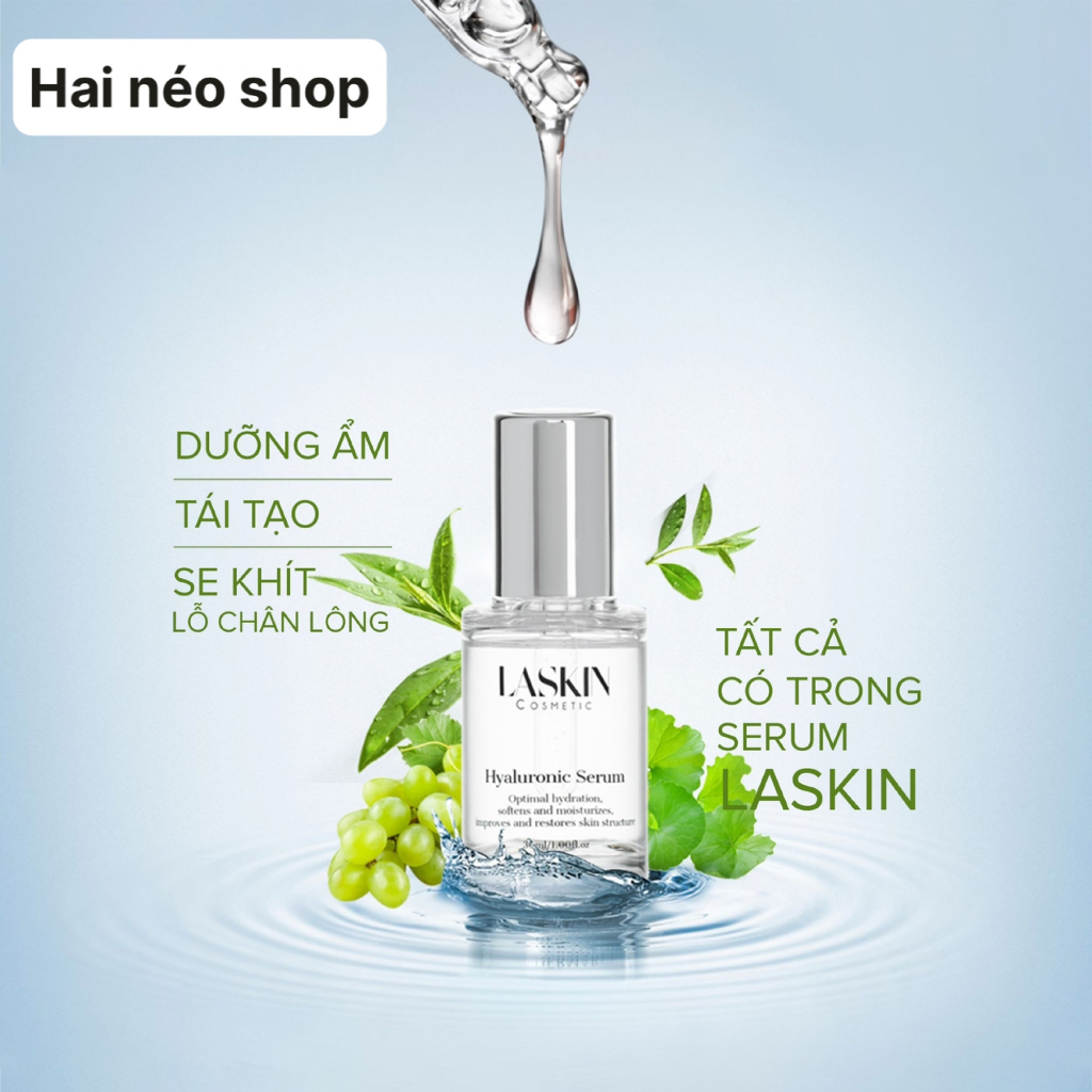 Tinh chất HA đậm đặc & Vitamin B5, cấp nước tầng sâu, phục hồi hàng rào da LASKIN Hyaluronic Serum