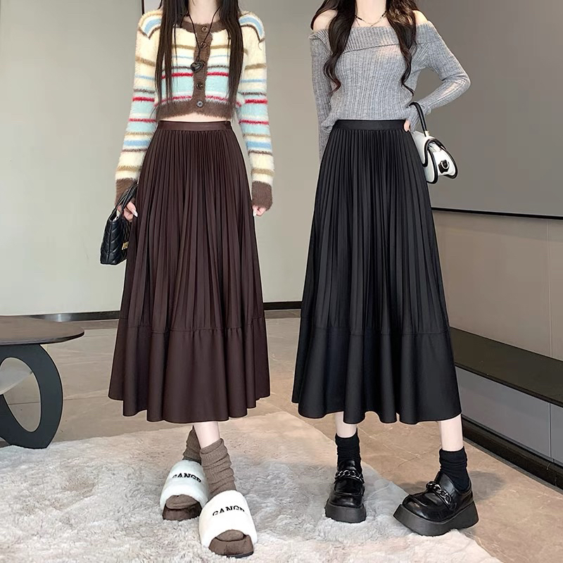 Chân váy Midi xòe dáng dài, xếp ly lưng cao Hàng Quảng Châu Cao Cấp - CV1901 ELADY , chất umi dày dặn không bai xù