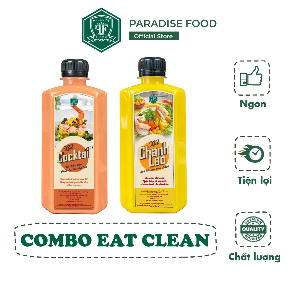 Combo Xốt salad Eat Clean 100% không đường dành cho người ăn kiêng. Chai 330ml có thể trộn salad hoặc chấm trực tiếp
