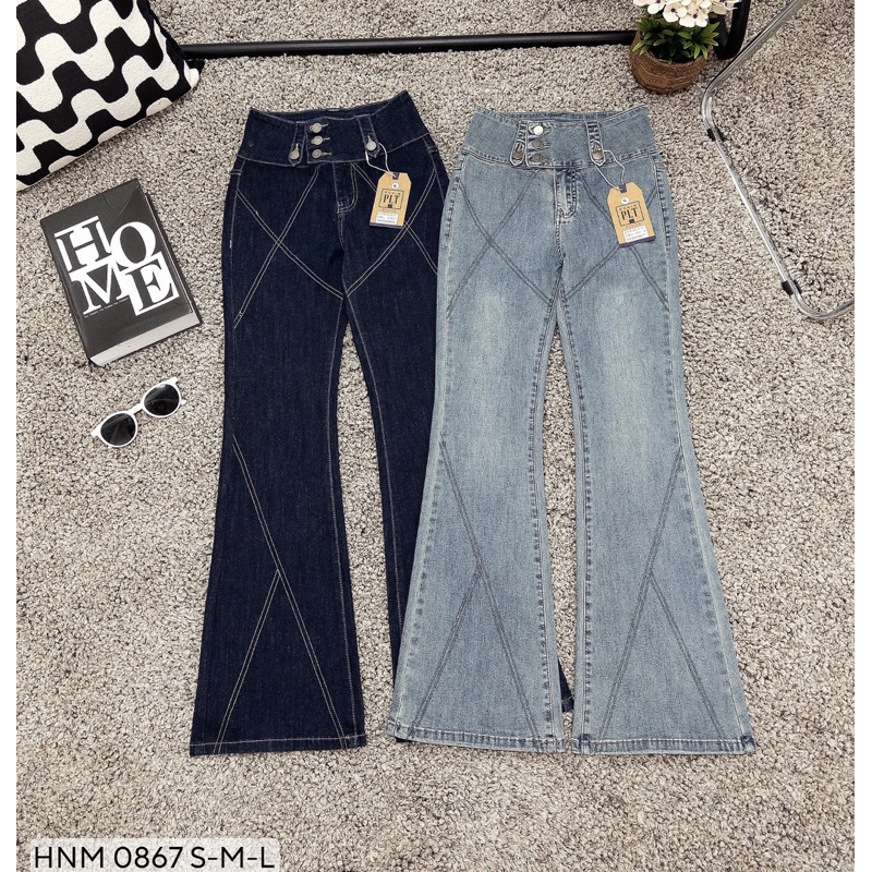 QUẦN JEAN ỐNG LOE SIÊU CAO LƯNG KIỂU FORM DÀI