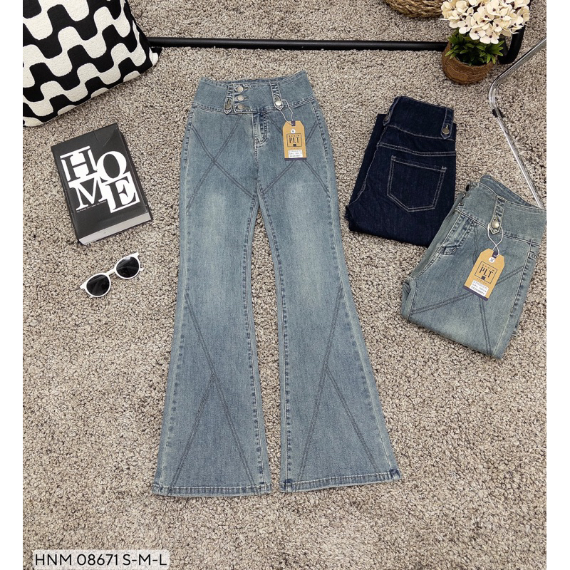QUẦN JEAN ỐNG LOE SIÊU CAO LƯNG KIỂU FORM DÀI