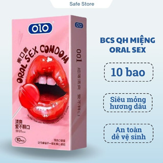 Bao cao su miệng Oral Sex hương dâu, bcs siêu mỏng quan hệ bằng miệng vị dâu an toàn siêu mỏng
