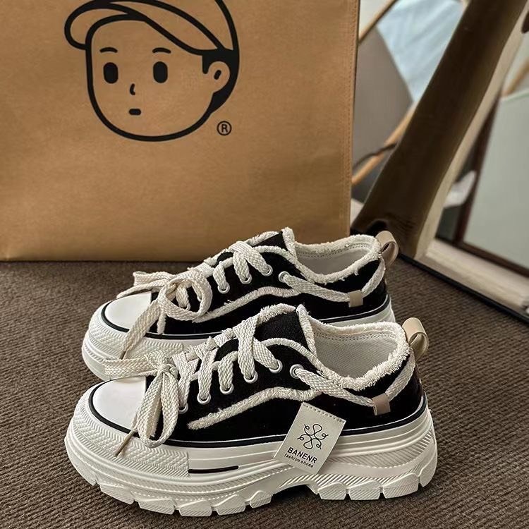 Giày thể thao nữ độn đế 5cm họa tiết rách siêu chất hàng sẵn tăng size