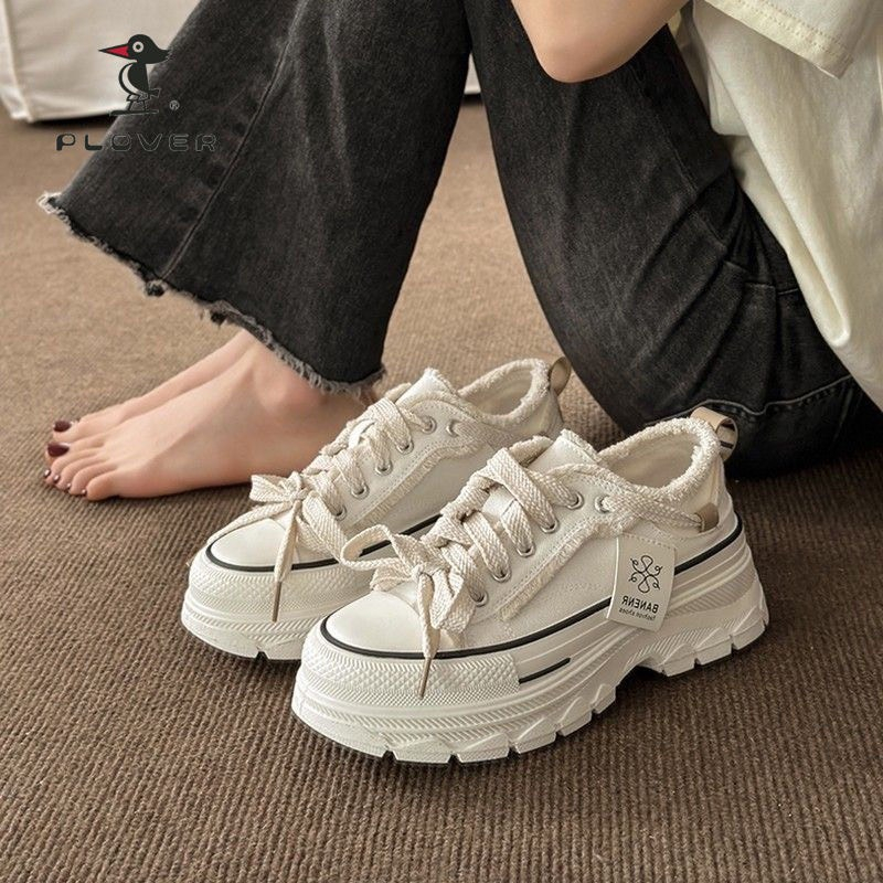 Giày thể thao nữ độn đế 5cm họa tiết rách siêu chất hàng sẵn tăng size