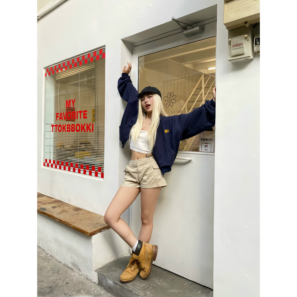 Hoodie Zip Boxy TWENTI Nỉ Chân Cua Khóa Kéo 2 Đầu