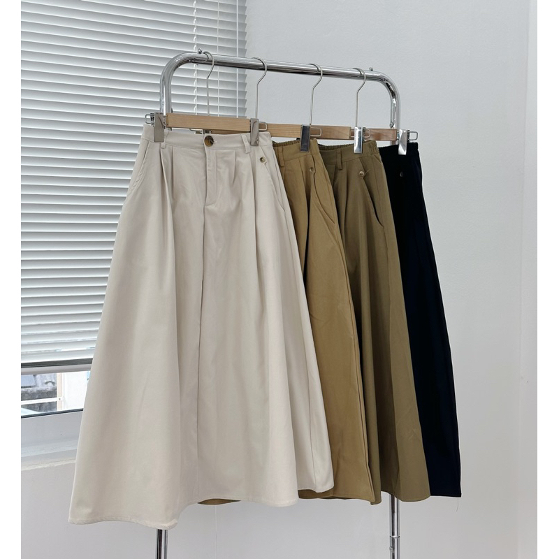 Chân váy kaki dáng dài vintage