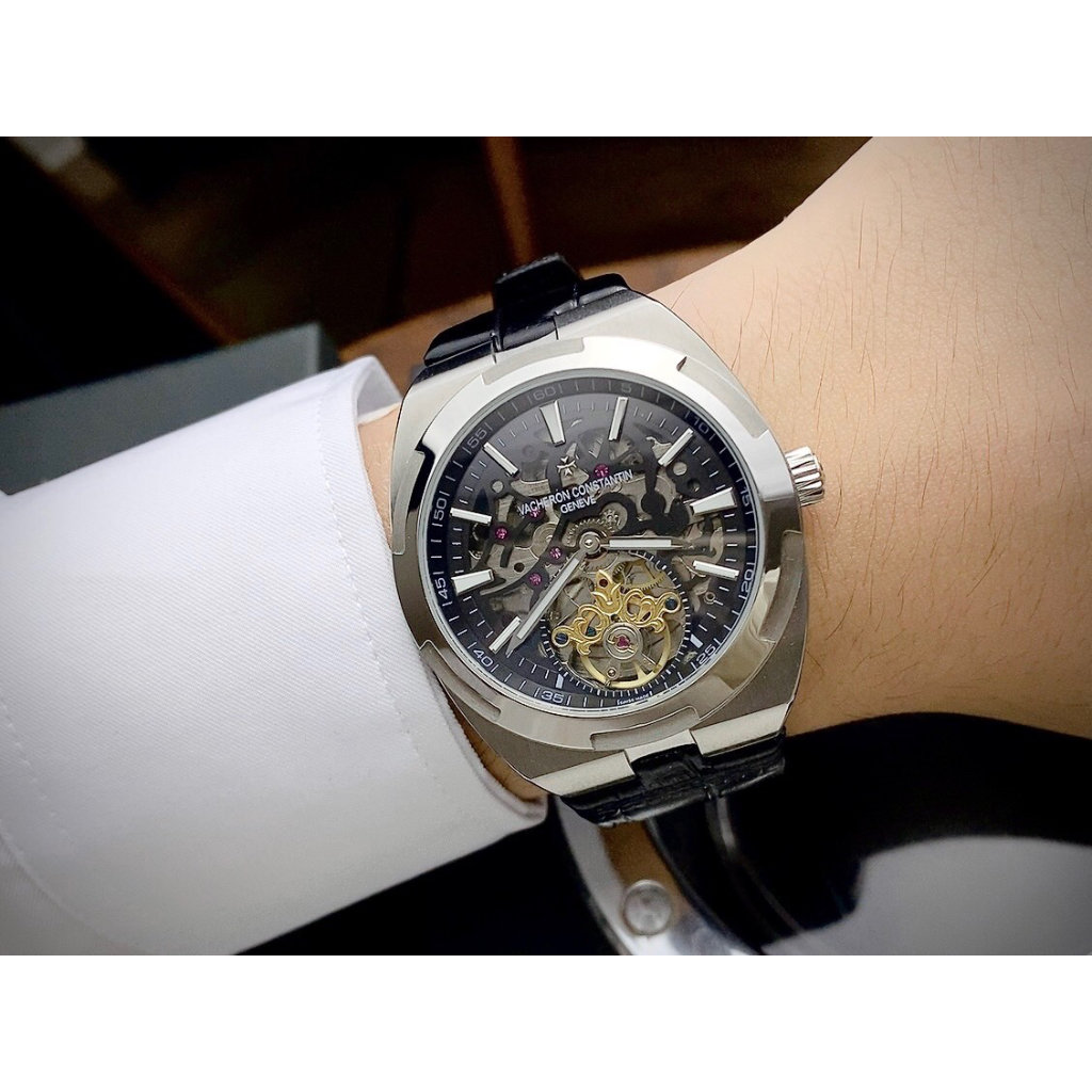 Đồng Hồ Nam V@cheron Con$tantin 6000V/110T-B937 Overseas Tourbillon Skeleton, Full box, Luxury diamond watch
