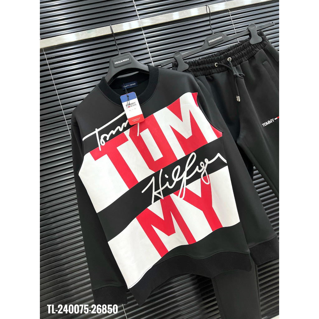 Bộ nỉ Tommy in hình thiết hot trend Nam nữ New 2023