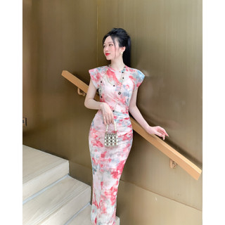 Đầm Thiết Kế MAY HT19 Họa Tiết Màu Hồng - Đầm Dự Tiệc Sang Trọng Chuẩn MAY